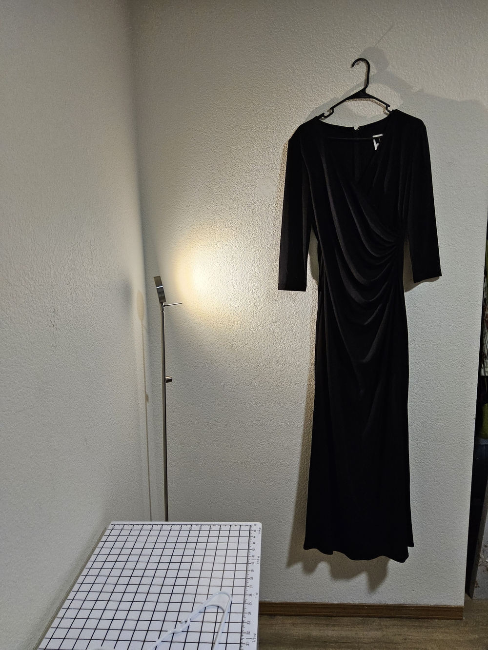 Tadashi Shoji Black Long-Sleeve Draped Gown